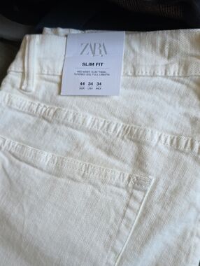 ZARA Slim Fit Cream-White Jeans